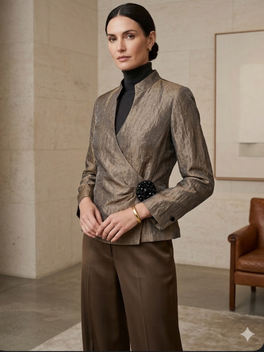 J.R. Nites by Carol Lin Metallic Pewter Beaded Formal Evening Jacket Plus 18